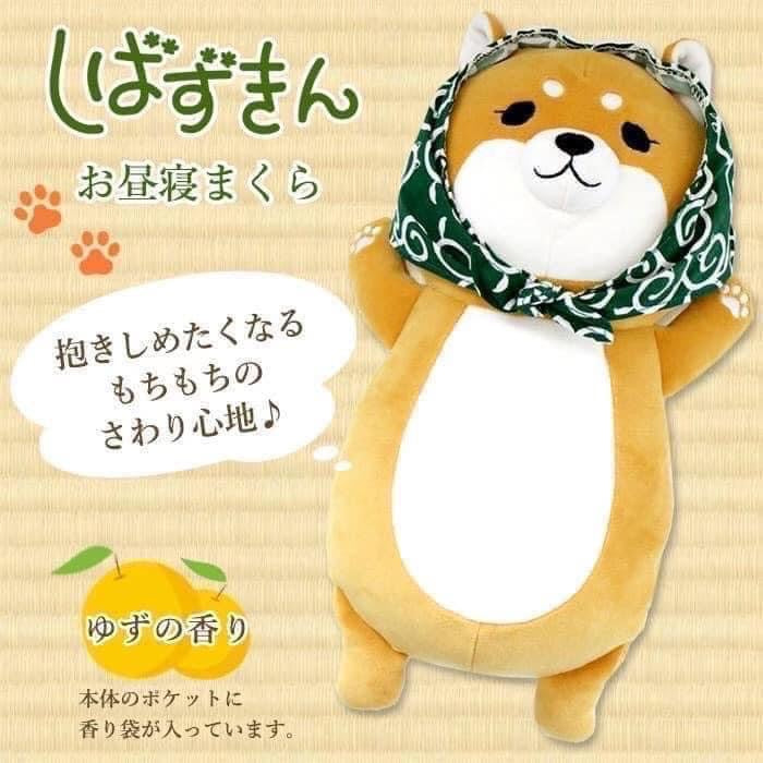 超可愛 超療癒的頭巾柴犬抱枕 柚子香安睡枕頭 大