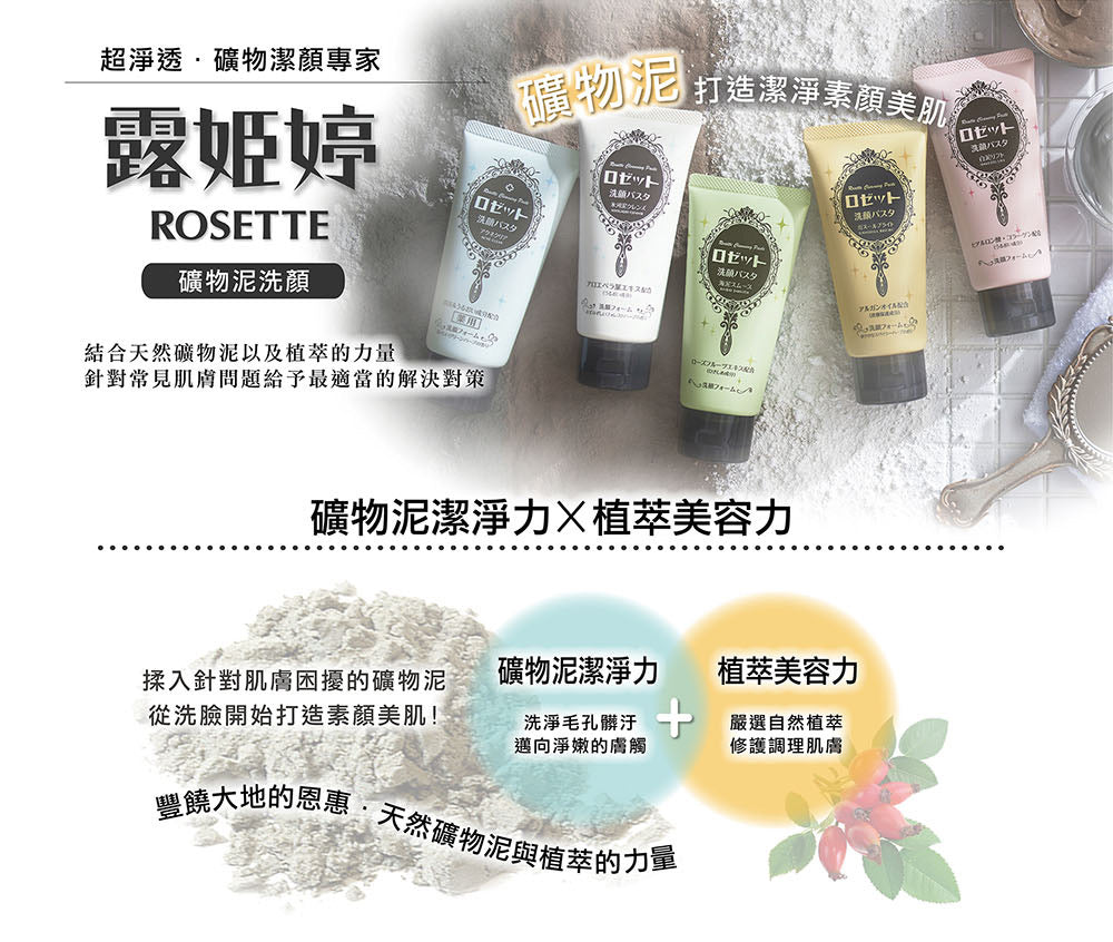ROSETTE 露姬婷～礦物泥洗顏乳 120g