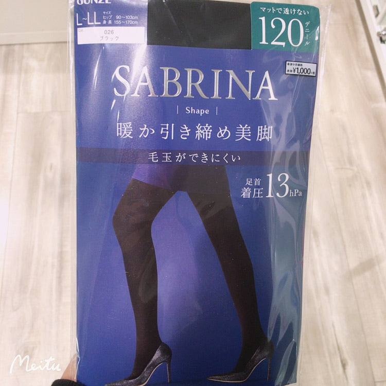 日本GUNZE SABRINA 加壓塑腿 120D天鵝絨連褲襪L~LL