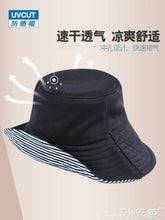 Load image into Gallery viewer, 日本🇯🇵UV CUT 涼感防曬雙面漁夫帽👒～大S同款 黑色 x 黑仔條紋
